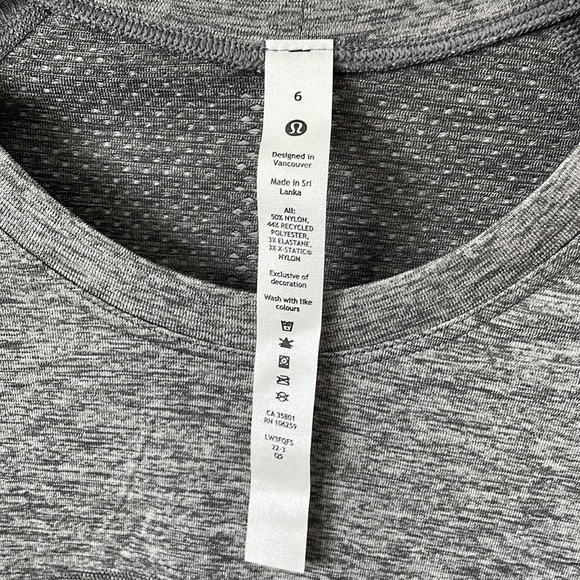 NWT Lululemon Swiftly Tech Long Sleeve Shirt 2.0 Race Length Slate/White Size 6 - Picture 5 of 9